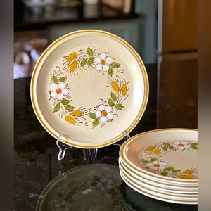 (2) VINTAGE Hearthstone Garden Festival Prairie Flowers Stoneware Dinner Plates